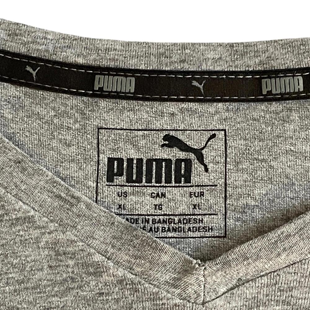Puma Mens XL Gray V-Neck T-Shirt Short Sleeve Athletic Casual Tee CLEAN! - Picture 4 of 5